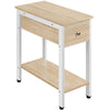 Narrow Side Table 2-Tier End Table w/ Drawer Open Shelf Wood Nightstand Storage