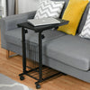 C-Shaped Sofa Side Table Adjustable Mobile Bed End Table Laptop Stand W/ Basket