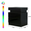 2 Drawers Bedside Table LED Nightstand High Gloss Modern Bedroom Chest Cabinets