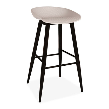 2x Light Grey Barstools Plastic Seat and Black Metal Legs Home Kitchen Bar