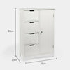 VonHaus Bathroom Storage Unit - Freestanding Cabinet Cupboard 4 Drawer 1 Door