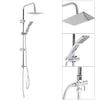 Large Stainless Steel Dual Two Mixer Shower Head Rainfall Rail Hose Riser Set UK