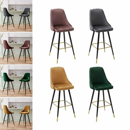 2pcs Velvet Tall Bar Stools High Bar Chairs Breakfast Dining Home Kitchen UK