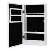 LED Lights Wooden Jewellery Cabinet Wall Mirror White Box Case Battery Operated