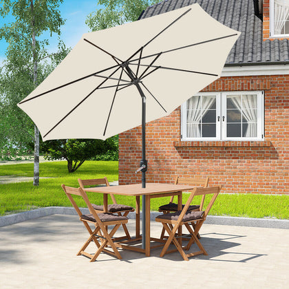 3M Outdoor Garden Parasol Sun Shade Patio Round Umbrella Crank Canopy Cream