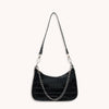 Retro Alligator PU Leather Underarm Totes Women Chain Shoulder Bag (Black)