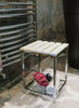 Bathroom Stool/Dressing Stool-White Top & Silver Base-WST06W