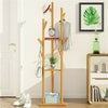 Natural Bamboo Coat Rack Stand Clothes Hanger Hat Jacket Bag Umbrella Scarf Hook