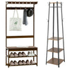 Industrial Hall Tree Hat and Coat Stand Hallway Wooden Shoe Rack Bench & Hooks