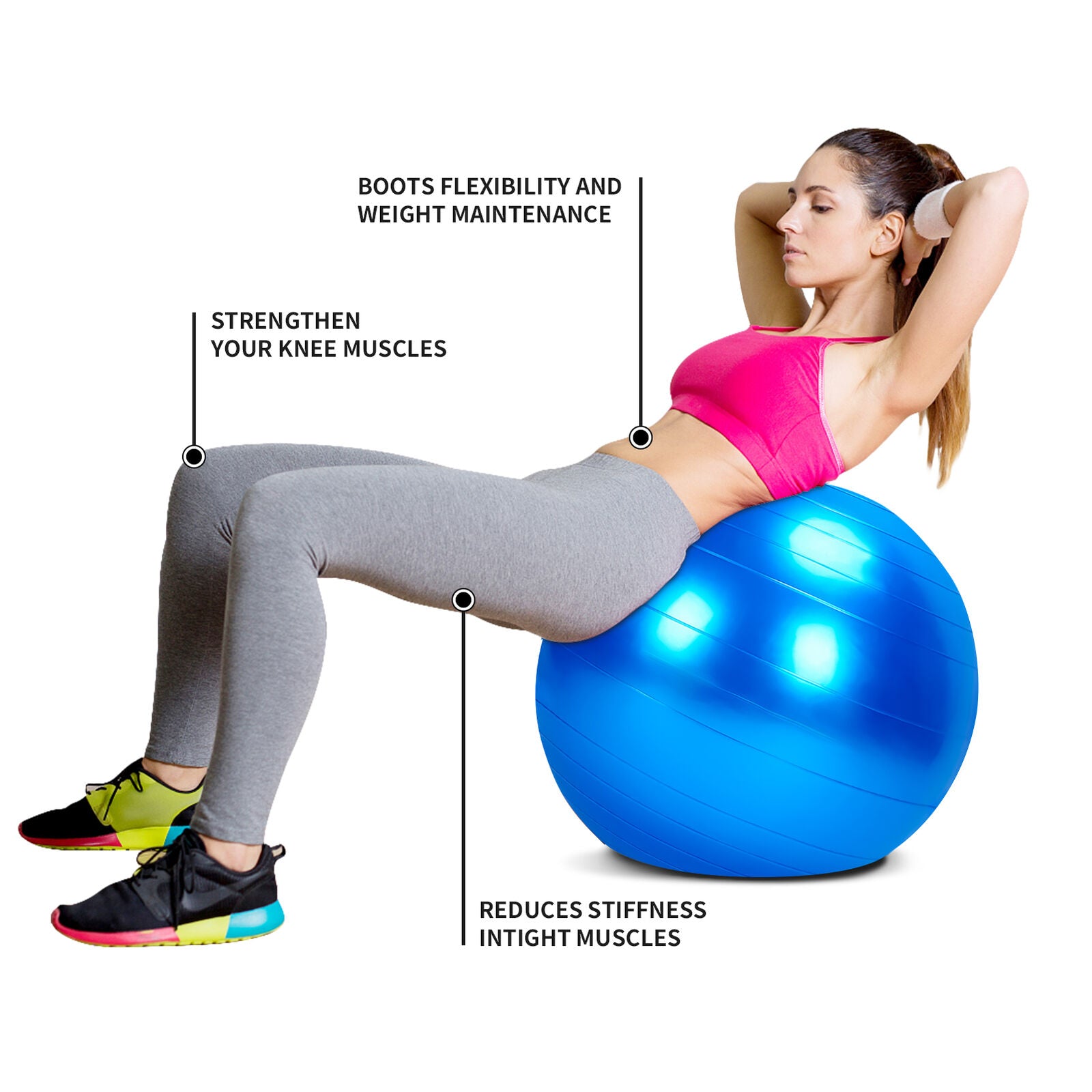 Exercise Ball by RDX, Yoga, Pilates, Gym Ball, Anti-Burst, Birthing,  Pregnancy