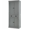 Wood Tall Storage Cabinet 2 Doors Display Organizer Freestanding Pantry Cupboard