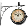 Retro Double-Sided Wall Clock with Stem Fixing Pendulum For Home Outdoor Garden
