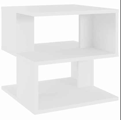 Modern Side Table High Gloss White 40x40x40cm Chipboard Home Living Room Storage