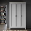Matte Grey 3 Door Wardrobe Storage Cupboard with Shelves Rail Bedroom Furniture