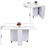 Portable Dining Table Drop Leaf Wheels Kitchen Furniture Folding Top White