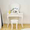 Children Dressing Table Stool Vanity Set Makeup Desk w/ Mirror & Drawer White