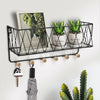 Wall Mounted Shelf Wire Rack Storage With Hooks Basket Key Hanging Hanger UK