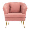Scallop Back Velvet Armchair Occasional Accent Chair Tub Seat Gold Metal Frame