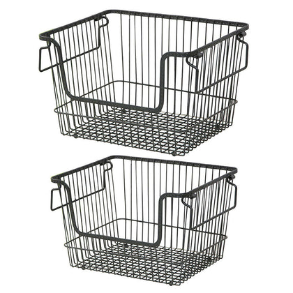 Kitchen Fruit Vegetable Basket Stackable Storage Metal Rack Bathroom Organizer