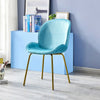 Set of 2 Velvet Dining Chairs Golden Finish Metal Legs Modern Living Room Chairs