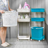 3 Tier 4 Wheeled Multi Purpose Laundry Hamper Basket Storage Cart Organiser (Blue)