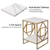 Marble Side Table Gold Console Laptop Sofa Desk End Table Marble Top& Metal Base