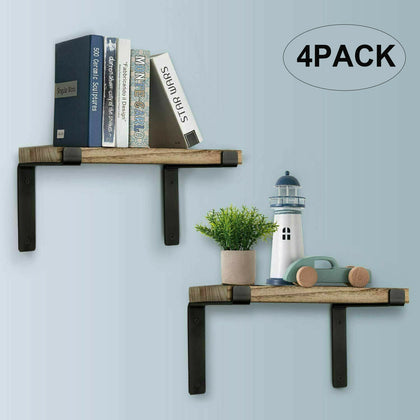 Rustic Flame Darkened Industrial Steel Metal Scaffold Board Shelf Brackets 225mm