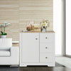 White Sideboard Wooden Cabinet with 3 Drawers 1 Door for Livingroom Kitchen