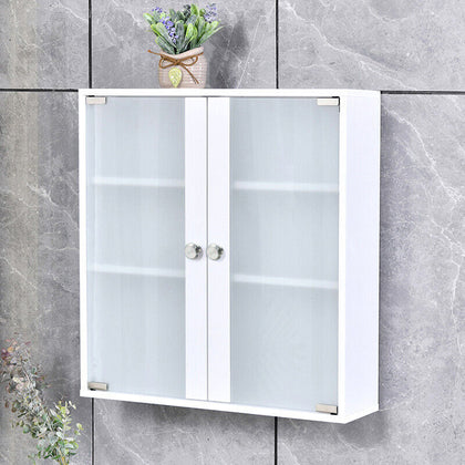 Wall Floating Cupboard Frosted Glass Door Cabinet Kitchen Bathroom Storage Unit