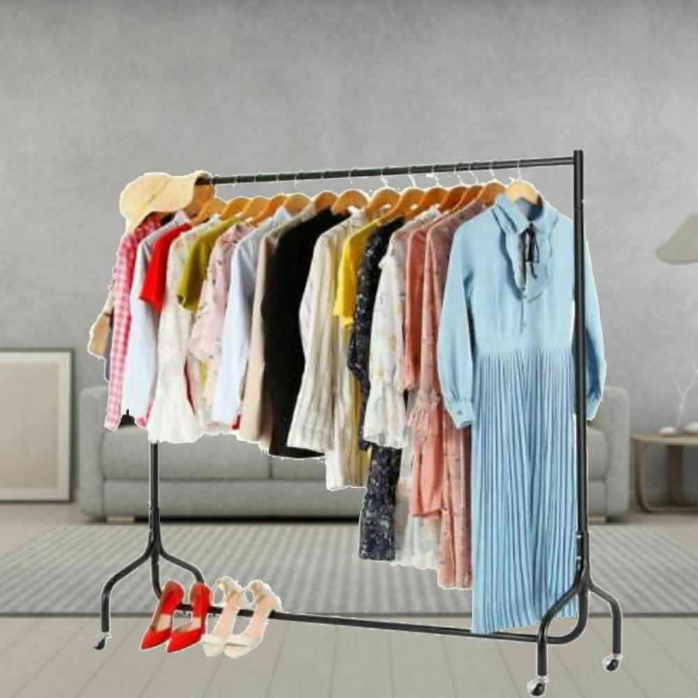 6 ft Rolling Clothes Rail Rack Garment Dress Hanging Stand Storage Hanger Shelf