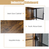 Industrial Buffet Sideboard Accent Console Table w/ 2 Mesh Cabinets 2 Drawers