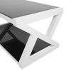 Rectangle Black Tempered Glass Coffee Table Modern Living Room with Lower Shelf#