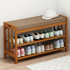 Hallway Shoe Storage Rack Cushion Padded Bench Bamboo Wood Entryway Organizer