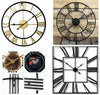 Garden Wall Clock Metal Large Skeleton Roman Numeral Home Open Face Round Clocks