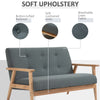 Modern Fabric Upholstery Seat Sofa Tufted 2/3-Seat Couch with Rubberwood Legs