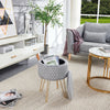 Large Foot Stool Storage Ottoman, Soft Padded Seat Golden Metal Legs Vanity Seat