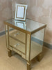 Georgia Luxe Champagne Gold Mirrored 2 Drawer Bedside Cabinet Chest Lamp Table