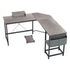 Light Grey L Shaped Desk Working Gaming Computer Corner Table with Storage Shelf