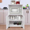Rolling Kitchen Trolley Microwave Cart 2-Door Cabinet Shelves Gray White UK