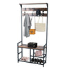 Industrial Coat Rack Shoe Bench Hall Tree Entryway Storage Bench 9 Hooks