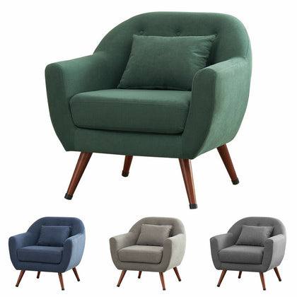 Retro Armchair Fabric Padded Button Back Single Sofa Chair Living Room Fireside
