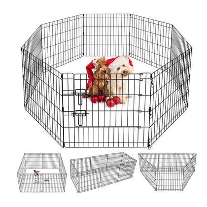 8 Panels Dog Puppy Rabbit Play Pen Foldable Portable Pet Safe Cage Run Enclosure