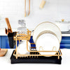 2 Tier Kitchen Dish Drainer Rack with Drip Tray Cutlery Holder Plate Rack Sink