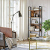 Tall Industrial Bookcase Vintage Display Unit Rustic Slim Storage Shelf Cabinet