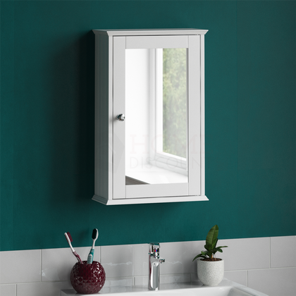 Bathroom Wall Cabinet Single Mirror Door Cupboard White Wood By Home Discount