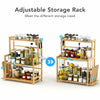 Standing Bamboo Spice Rack Kitchen Countertop Storage Organizer Adjustable Shelf