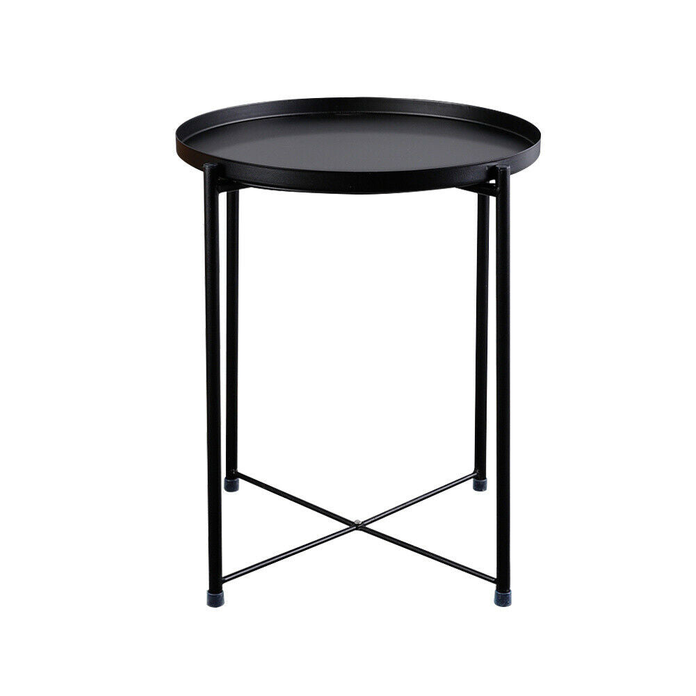 Round 1/2 Tier Metal Sofa Side End Drinks Coffee Table Tray Top Bedside Desk UK