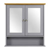 Bathroom Cabinet With Mirror Wall Mounted Grey Medicine Storage Cupboard Unit