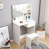 Modern Dressing Table Corner Vanity Set Makeup Desk w/ Drawer,Mirror & Shelves