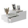 Bedside Table High Gloss White Side Table With RGB LED Light 2 Drawers Cabinet